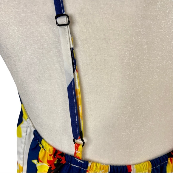 Shein Sunflower Blue White Stripe Spaghetti Strap Knee Length Sundress Size L - Picture 7 of 16